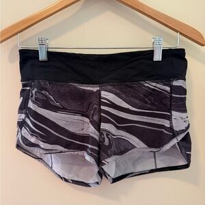lululemon athletica Black and Gray Patterned Athletic Shorts